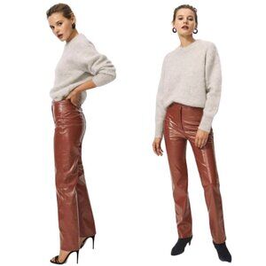 Wilfred Aritzia Tempest Brown Slim Fit Vinyl Pants